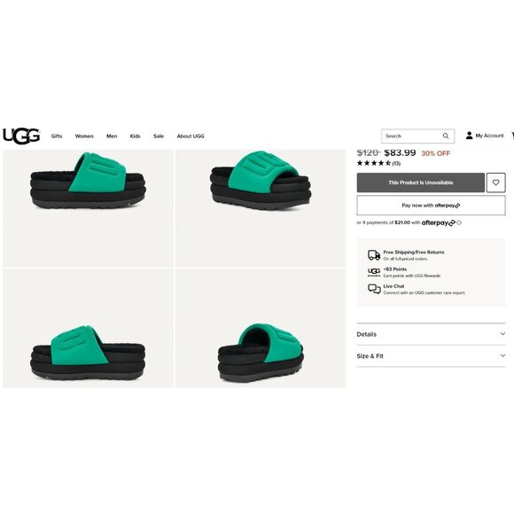 UGG Women's‎ Fluff Yeah Slide Sandals Size 8 Green & Black NEW - Picture 6 of 7